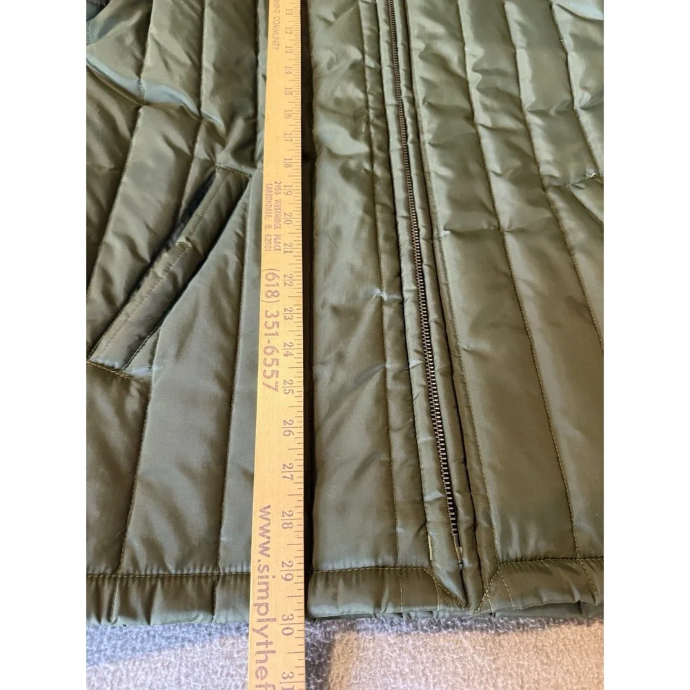 Vintage 70s Sears Coat Mens LT Green Nylon Puffer Work Insulated Workwear Hood